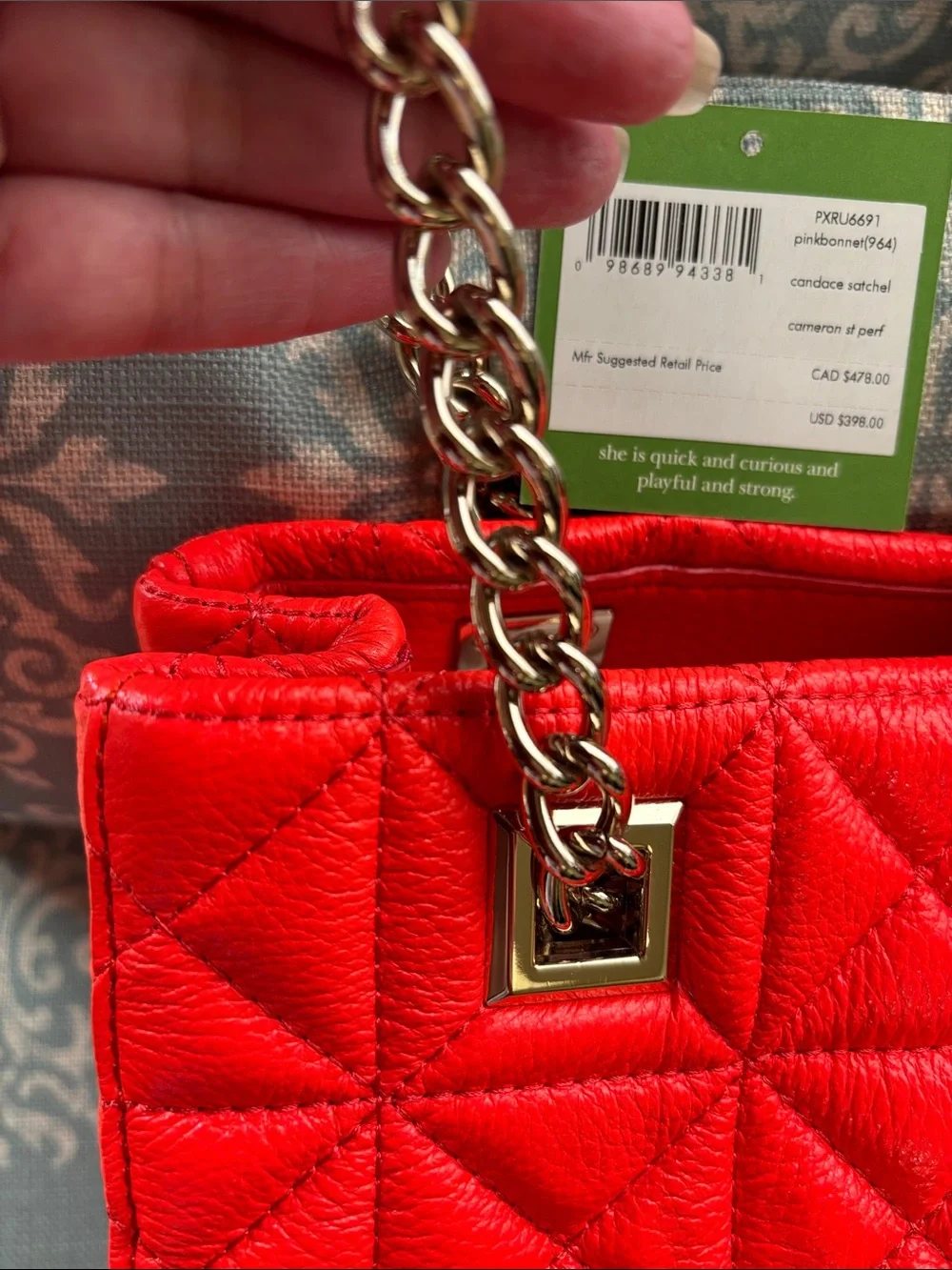 NWT kate spade Quilted Orange and Pink Leather Shoulder Bag